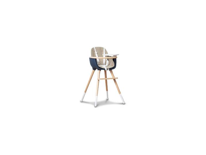 Chaise bébé haute OVO bleue assise beige