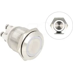 DELOCK 20977 - Drucktaster Edelstahl, beleuchtet, LED - Ring, weiß, IP65