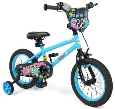 Costway 14 Inch Kids Bike with Training Wheels for Ages 3-5 Years Old Blue- Street Art Time