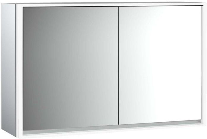Emco Loft Aufputz-Lichtspiegelschrank 979805120 1300x733mm, LED, 2-türig, aluminium/Spiegel