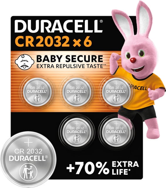 Duracell Specialty CR2032 lithium knoopcelbatterijen 3V, 6 stuks