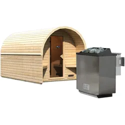 Karibu Gartensauna/Saunafass Fasshaus 3 9 kW Bio-Kombiofen inkl. Steuergerät