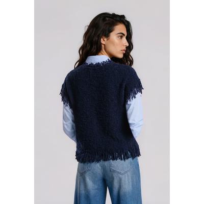 Strickweste MILANO ITALY, Damen, Gr. M, blau, Strick, Material: 40% Wolle, 37% Baumwolle, 23% Polyamid, unifarben, regular fit normal, Westen Strickweste