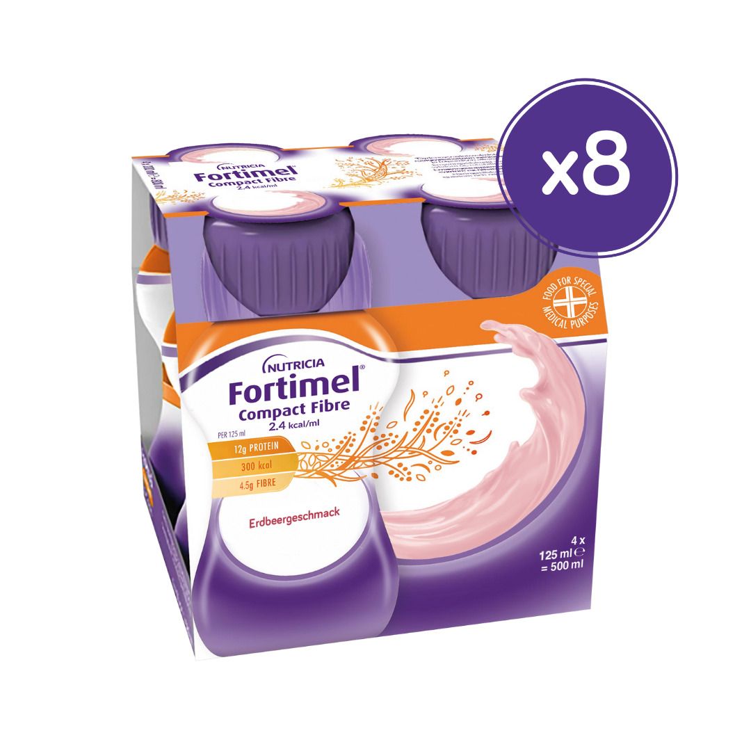 Fortimel Compact Fibre Erdbeere 8x4x125 ml Flüssigkeit