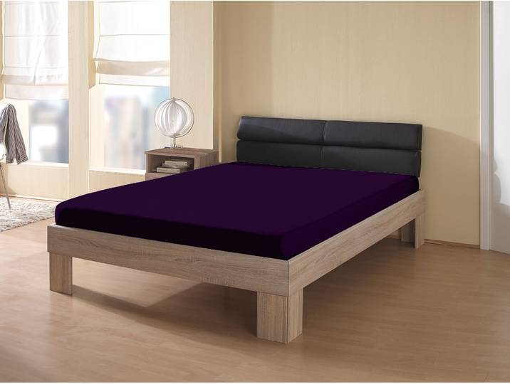 Spannbettlaken KUM Interlock-Jersey Spannbetttuch , lila (beere), L:200cm, Interlock-Jersey, Obermaterial: 100% Polyester, Bettlaken, Spannbettlaken, bis ca. 30 cm Matratzenhöhe
