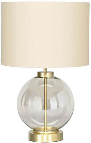 BHS Mini Metro Champagne Glass Sphere Satin Brass Table Lamp