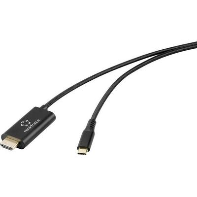 Renkforce USB-C® / HDMI Anschlusskabel USB-C® Stecker, HDMI-A Stecker, USB-C® Buchse 1.00m Schwarz RF-7116128 mit Ladebuchse, 4K