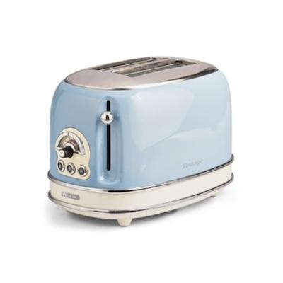 Ariete 155BL Retro 2-Schlitz Toaster Vintage blau mit 6 Bräunungsstufen und breiten Röstschlitzen, 810 Watt