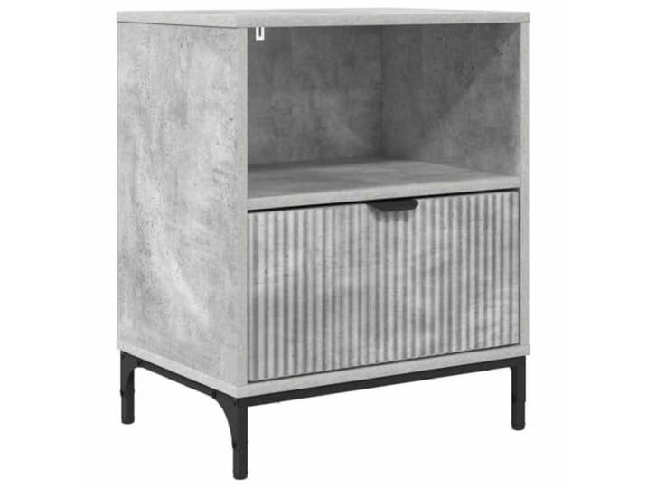 Fisinber Nachttisch Betongrau 49x36x61 cm Beistelltisch mit Schublade Modernes Design in Betongrau für Schlafzimmer, gefertigt aus Holzwerkstoff mit soliden Stahlbeinen und 1 Schublade.
