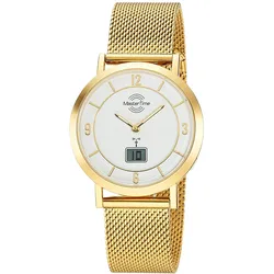Master Time MTLA-10949-12M Damen-Funkuhr Advanced Mesh-Band Goldfarben