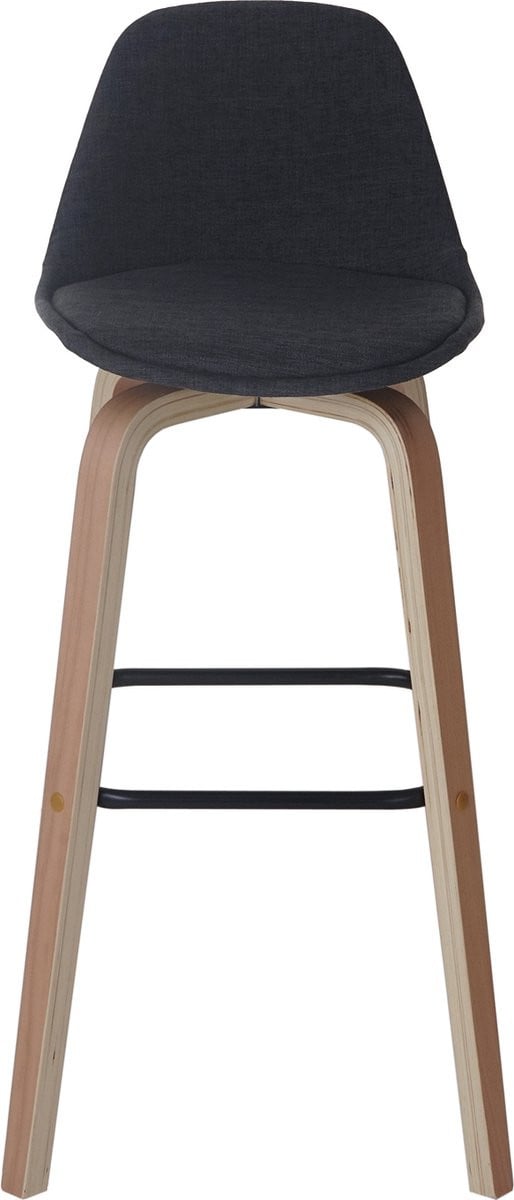 Set van 2 barkrukken MCW-A89 met rugleuning, donkergrijs textiel