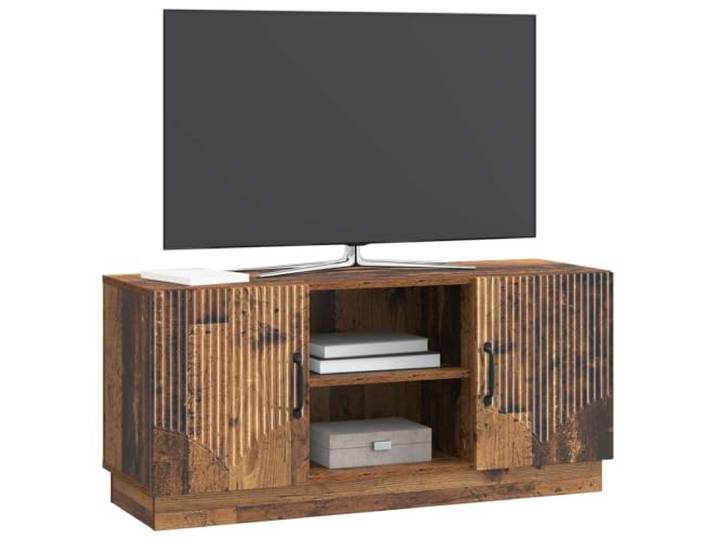 GKHPYURE TV-Schrank aus antikem Holz 102 x 34,5 x 47 cm Technisches Holz, 2 Türen, 1 Regal, viel Stauraum, Wohnzimmer