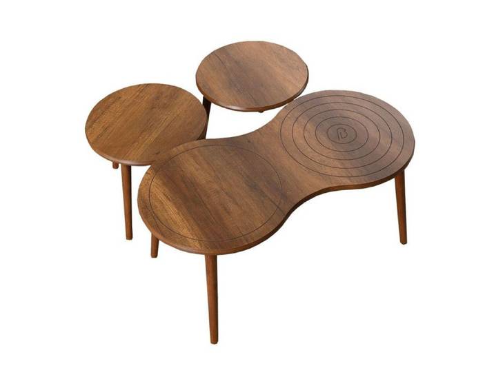Ensemble de table basse en bois  Marlo  100 x 50 x 45 cm - Noyer