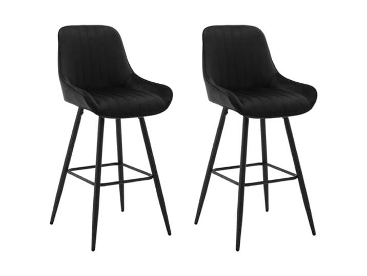 WOLTU 2er Set Barhocker, mit Rückenlehne, Samt, Schwarz Metallbeinen, Barstuhl, Küchenhocker, Tresenhocker, Bistrohocker, Design Hocker, Fußstütze, gepolsterter Stuhl
