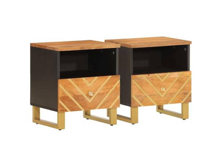 Heofavd Nachttische 2er Set Massivholz Mango Nachtkommode Braun
