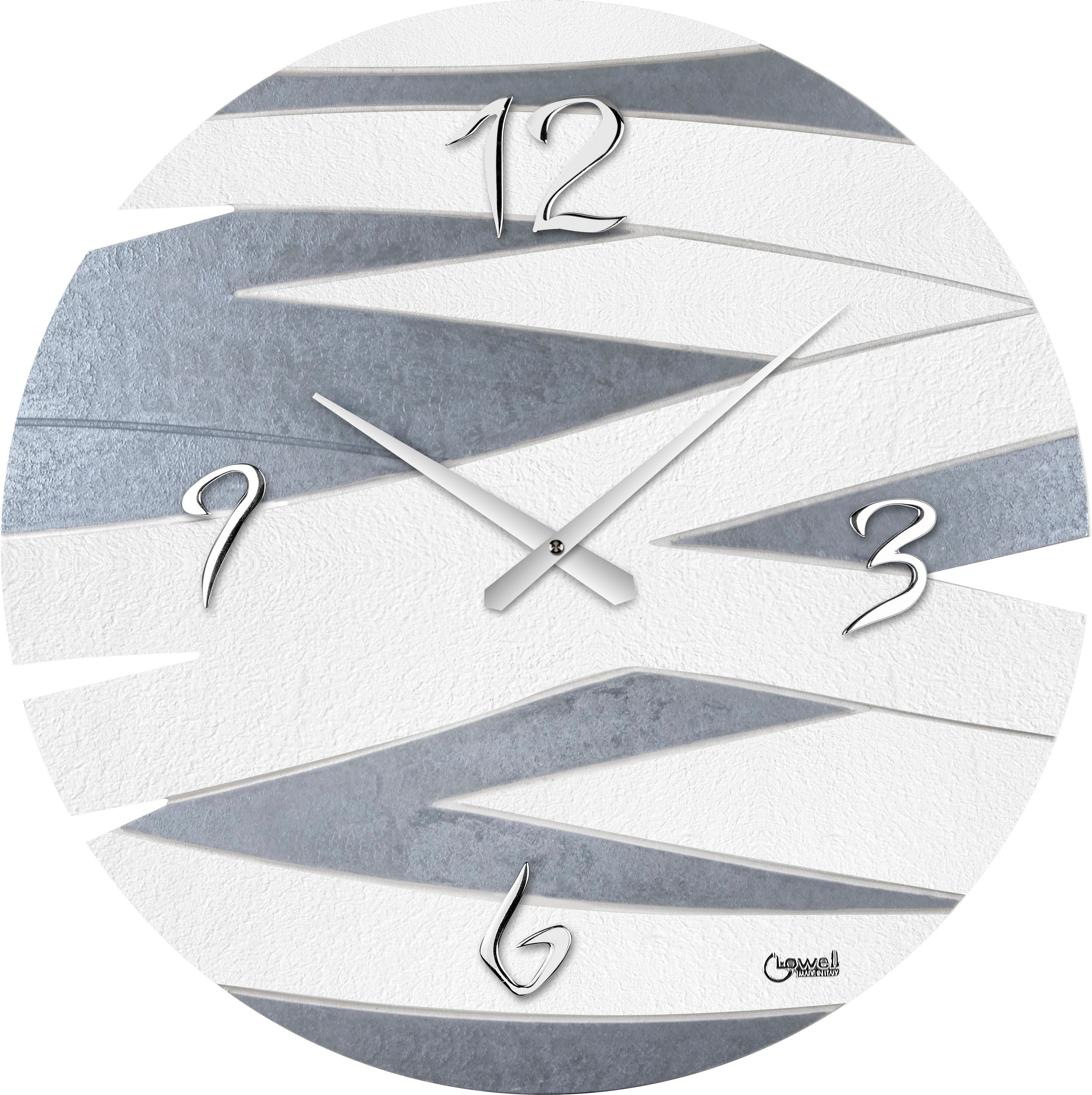 Wanduhr CHRISTOFFEL "Lowell", grau (grau weiß), H:3,5cm, Wanduhren, Wanduhr