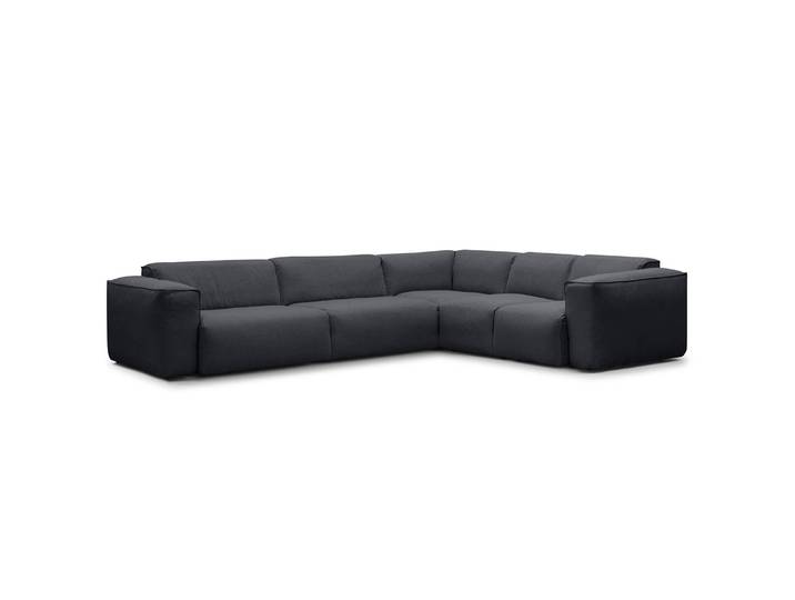 Ecksofa mit Rundecke Grau/Steingrau Webstoff Saia 325 x 71 x 260cm Ecke davorstehend rechts Modern
