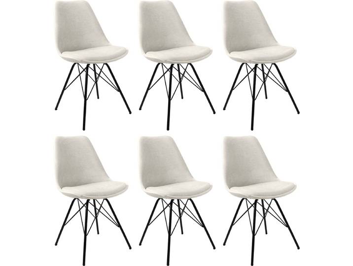 KICK® VELVET Kuipstoelen - Set van 6 - Velvet - Zwart Frame - Ivoor (set van 6)