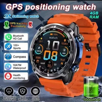 Uplift Treasures Military GPS Smart Watch With Offline Maps orange 1000mah Offline Map