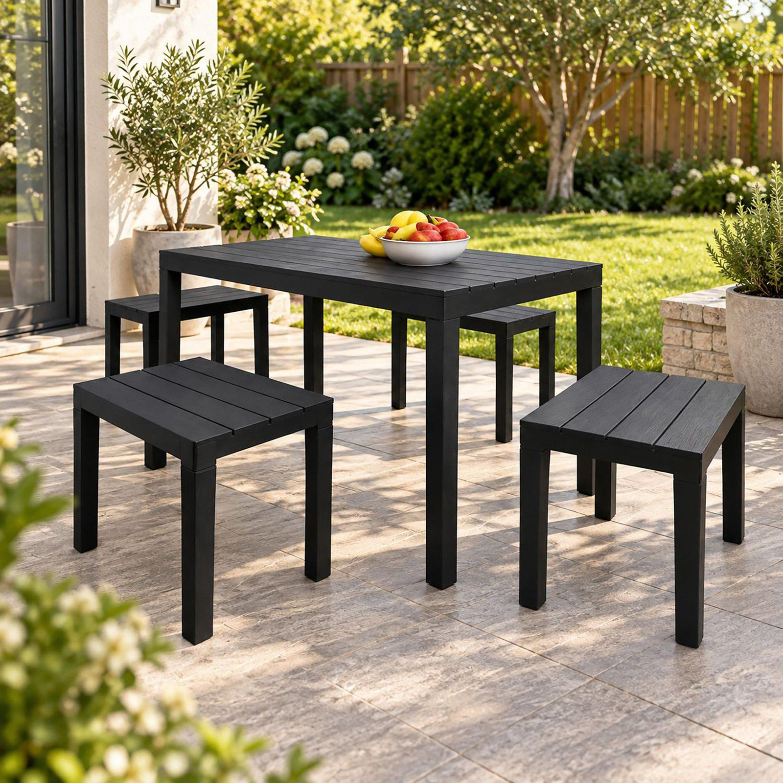 Dmora Tuinset Italy - Antraciet zwart - 4 plaatsen