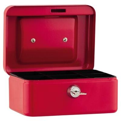 Geldkassette 15,2x8x11,5cm 5Fächer rot