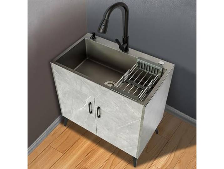 Spülenschrank mit Spüle und Armatur,Küchenspüle mit Unterschrank,Waschbecken Senke Ausgussbecken Spülenunterschrank,Outdoor 1 Becken Spültisch Schrank,Set Spülschrank Komplettspüle Spülbecken ( Color