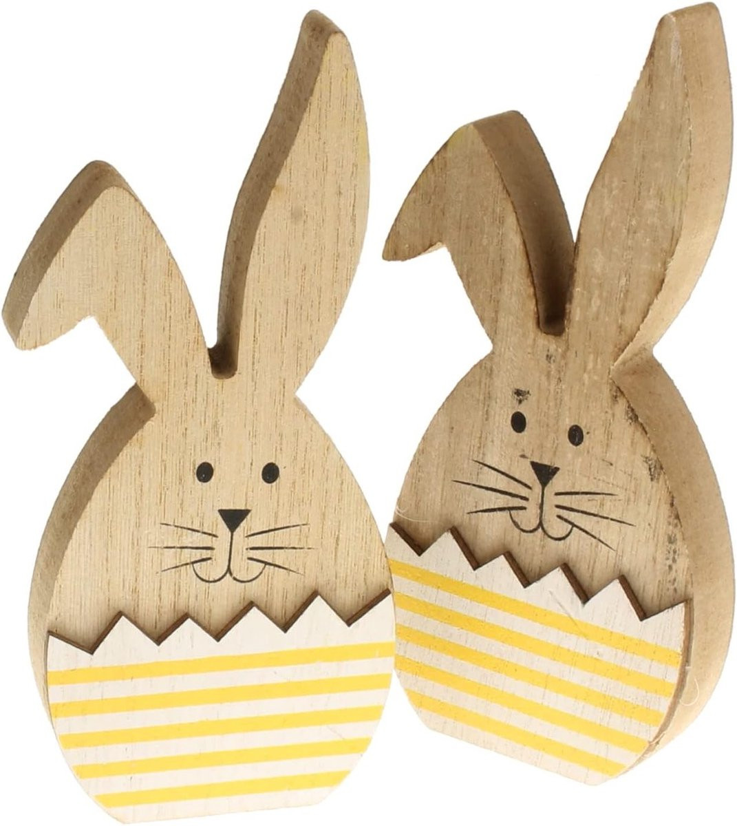 Decoratieve Houten Paashazen Set van 2 voor Pasen - Perfecte Tafelversiering en Paasdecoratie