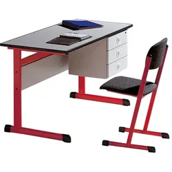 Lehrertisch, Schichtstoff, Unterbau mit Schloß, Fach und Schub innen