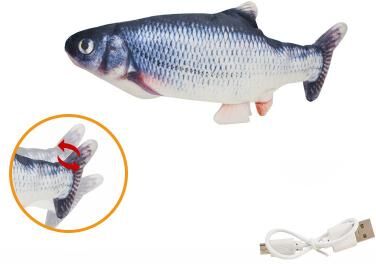 Happy Pet Pantry Interactive Electric Fish Toy For Cats: Rechargeable & Entertaining! JUMP AND USB Cable