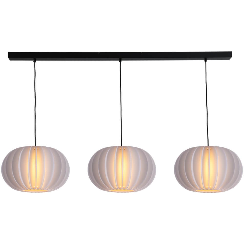 Masterlight Arena 3-lichts hanglamp wit met ronde kappen Ø40cm