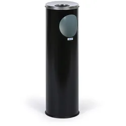 Mülleimer mit Aschenbecher für draußen, 15 l, schwarz
