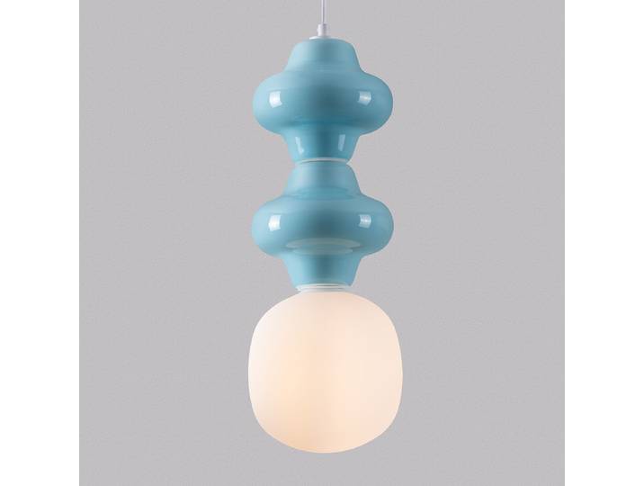 Suspension Clio type B Ø 18cm Bleu/Bleu clair céramique / verre opale LED G9