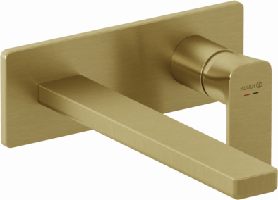 Kludi RENON 2-Loch-Wandarmatur 42245N075 240 mm, Feinbau-Set Brushed Gold (18) PVD