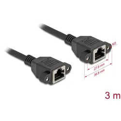 DELOCK Verlängerungskabel S/FTP RJ45 BU -> BU Cat6A 3.00m sw