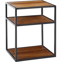 NACHTTISCH – Massivholz, 40x50x35 cm, 3 Ablagen, Industrial-Stil
