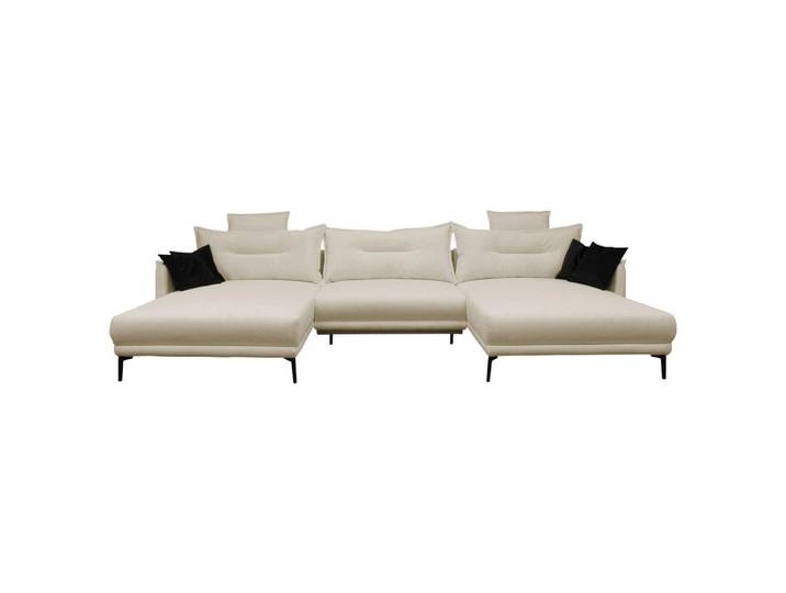 Mid.you Wohnlandschaft Nuovo U, Beige, Metall, 3-Sitzer, Füllung: Schaumstoff, U-Form, 360x194 cm, Liegefunktion, Wohnzimmer, Sofas & Couches, Wohnlandschaften, Wohnlandschaft U-Form