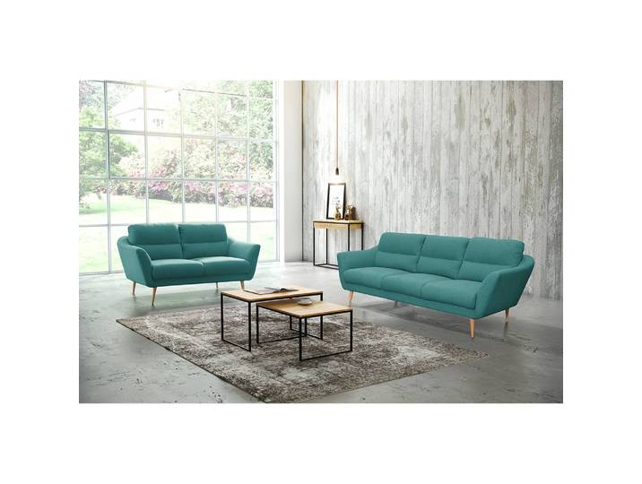 Sofa Lucinda I 3-Sitzer Blau Webstoff Hanabi 220 x 87 x 88cm Beige Skandi