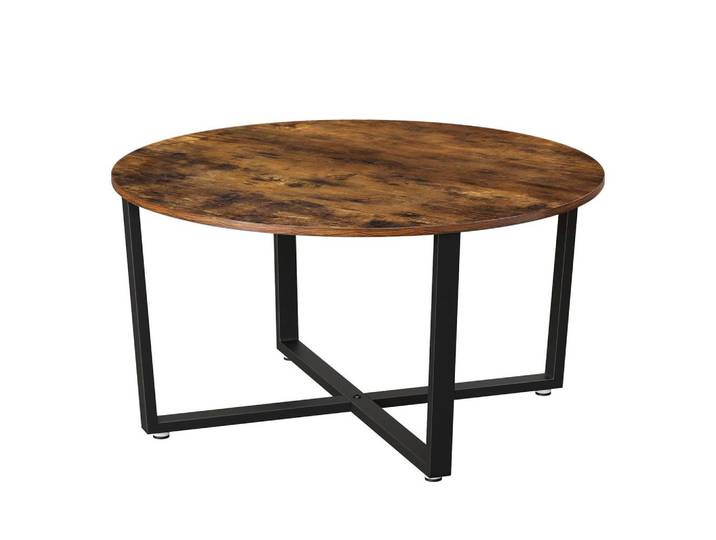 Couchtisch rund Beine: X-Form, Braun, Schwarz