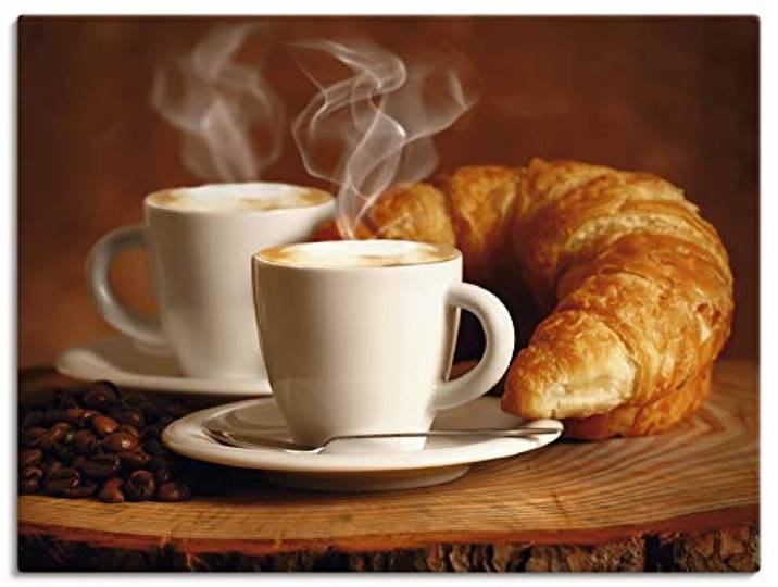 ARTLAND Wanddeko Leinwand Bilder Wandbild Kaffee Coffee Cafe Cappuccino Espresso Croissant Getränke T5XO
