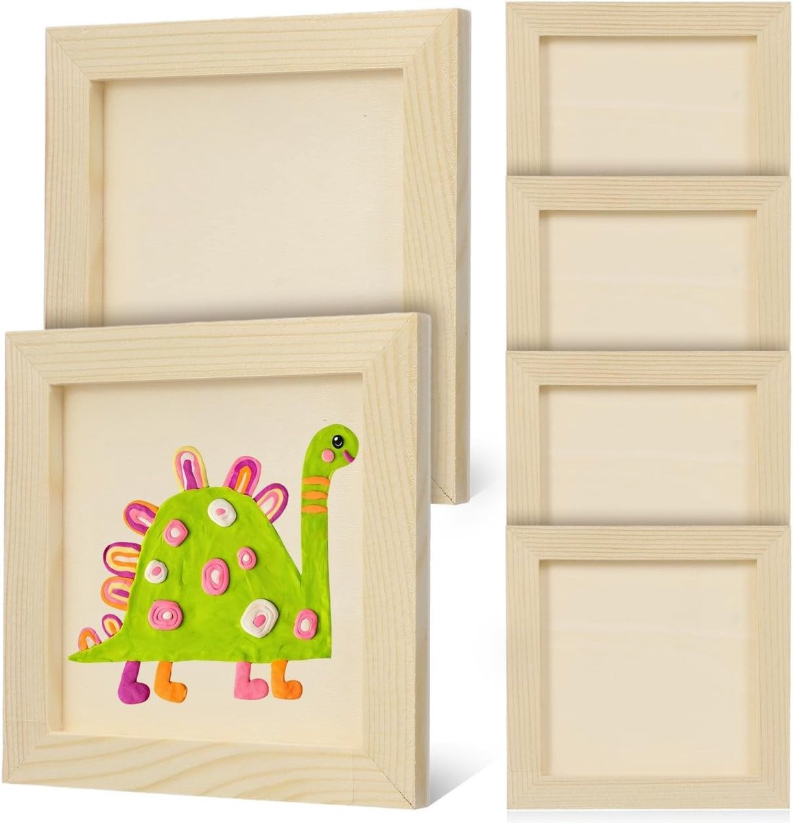 Set van 6 onbehandelde houten fotolijsten van 12 x 12 cm voor DIY kunstprojecten en decoratie