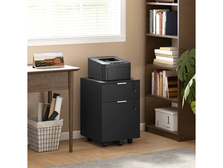 HOMCOM Caisson Bureau 2 Tiroirs Verrouillable 42x40x60cm