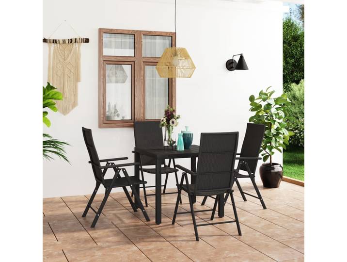 vidaXL 5-tlg. Garten-Essgruppe Schwarz