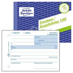 AVERY Zweckform Einnahme-/Ausgabebeleg Formularbuch 1205 - 1 x 50 Blatt