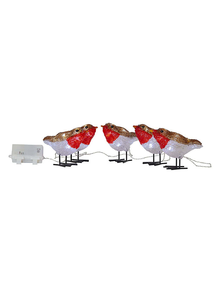 STAR Trading 5er-Set: LED-Dekofiguren "Crystalo" in Rot/ Weiß/ Hellbraun - (B)7 x (H)10 cm - onesize