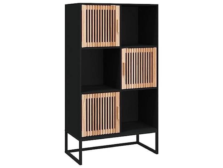 Heofavd Highboard Schwarz 70x35x125 cm Standschrank Flurmöbel