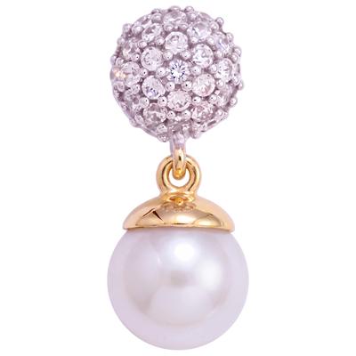 Perlenanhänger JOBO "Anhänger 16,7 mm", silber (gelbgold 333, weiß), Schmuckanhänger, Damen, Gelbgold 333 Perlen, Gelbgold 333, Perlen, 8 Karat 333 Gold Süßwasser-Zuchtperle und Zirkonia