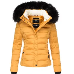 NAVAHOO Damen Steppjacke Hochwertige Winterjacke Mit Voluminöser Kunstpelz-Kapuze Miamor