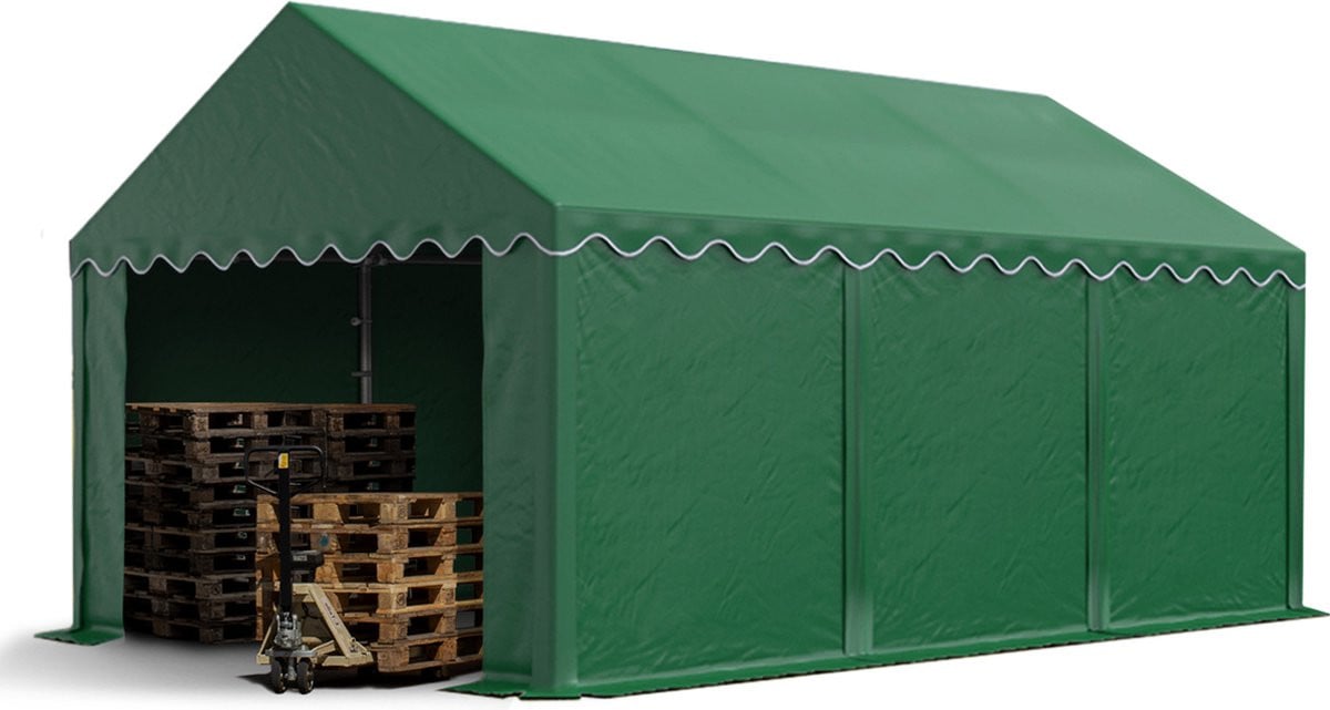 Opslagtent 3x6 m met waterdicht donkergroen PVC zeil