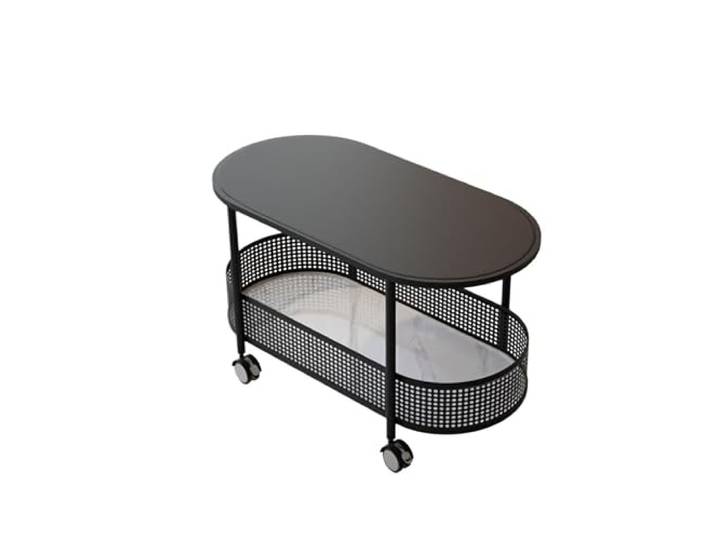 MIROOOO Wohnzimmer-Beistelltisch, Teetisch, kreativ, Wohnzimmer, Sofa, Steinplatte, Beistelltisch mit Rollen, beweglich, klein, Kaffee, Vintage-Wagen, künstlerischer Nachttisch, Caddy