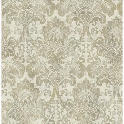 Seabrook Designs Elwin Vintage Damask Unpasted Wallpaper